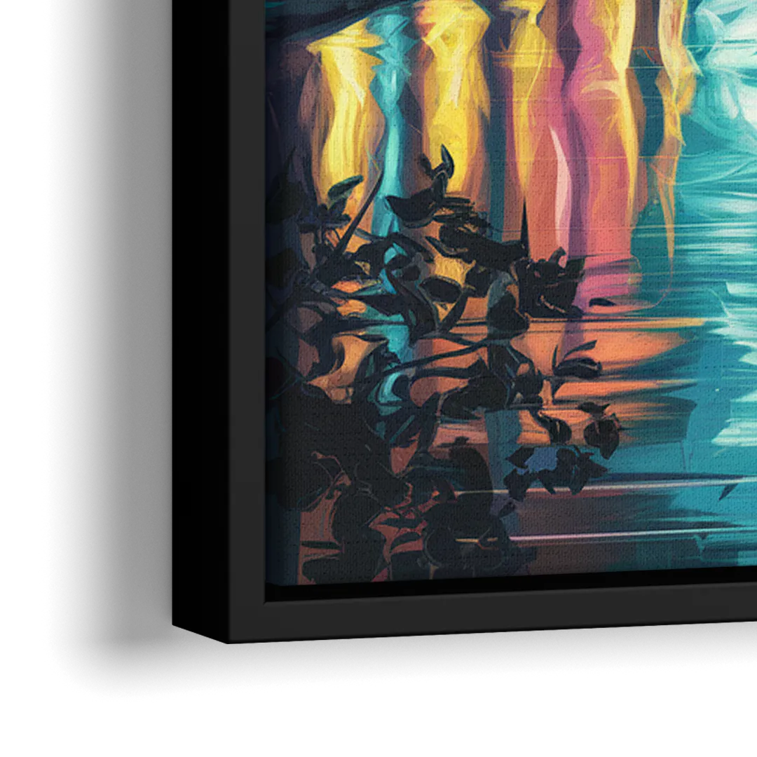 Austin Night Lights - Close-Up Black Frame Canvas