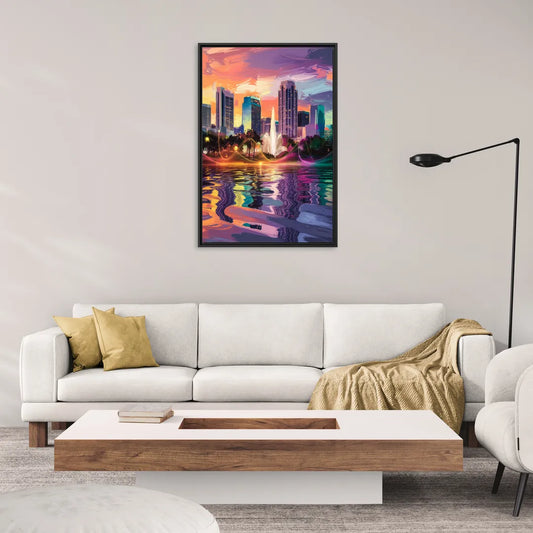 Orlando Vibrant Street Art - Living Room Black Frame Canvas
