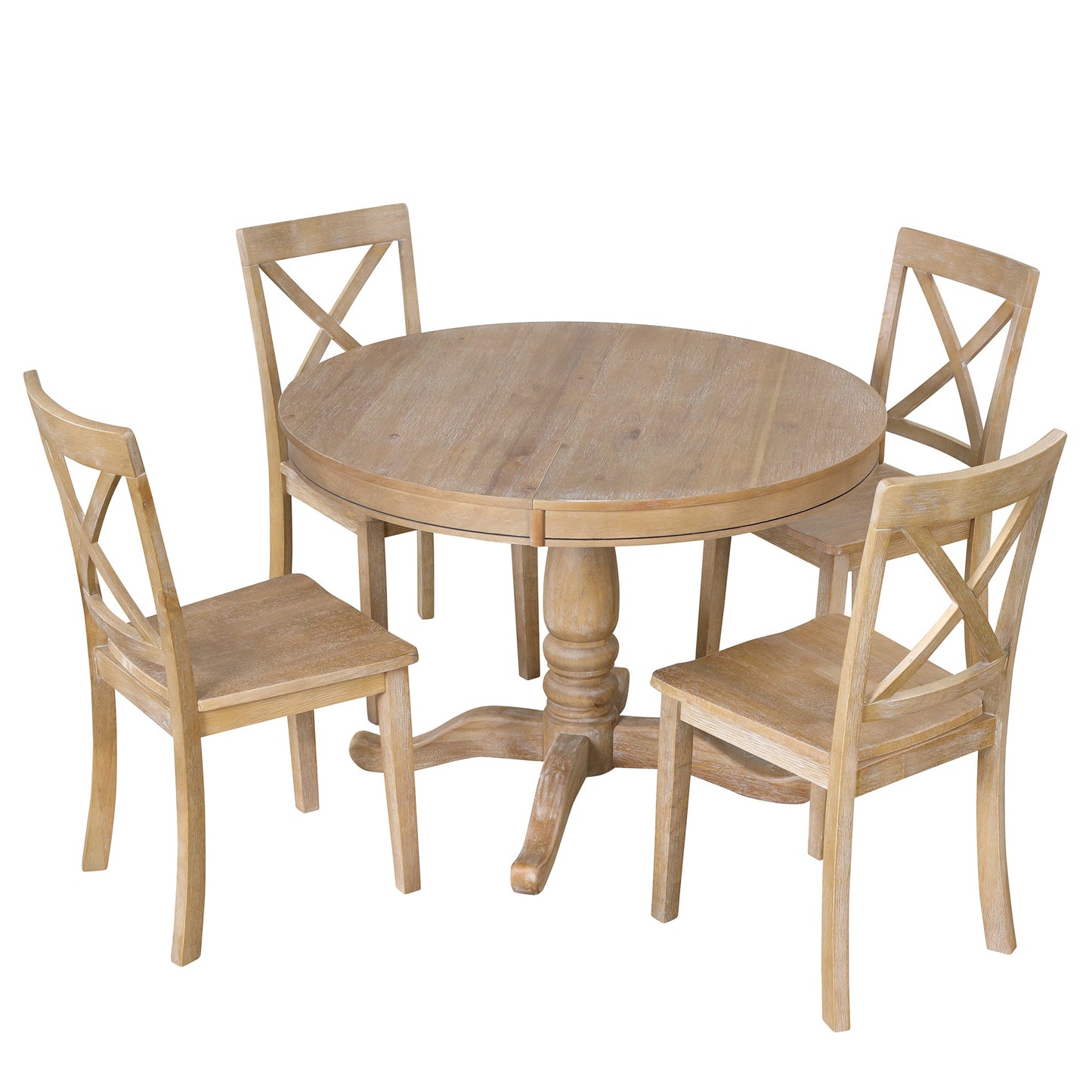 Elegant 4-Person Round Dining Table Set with Matching Chairs