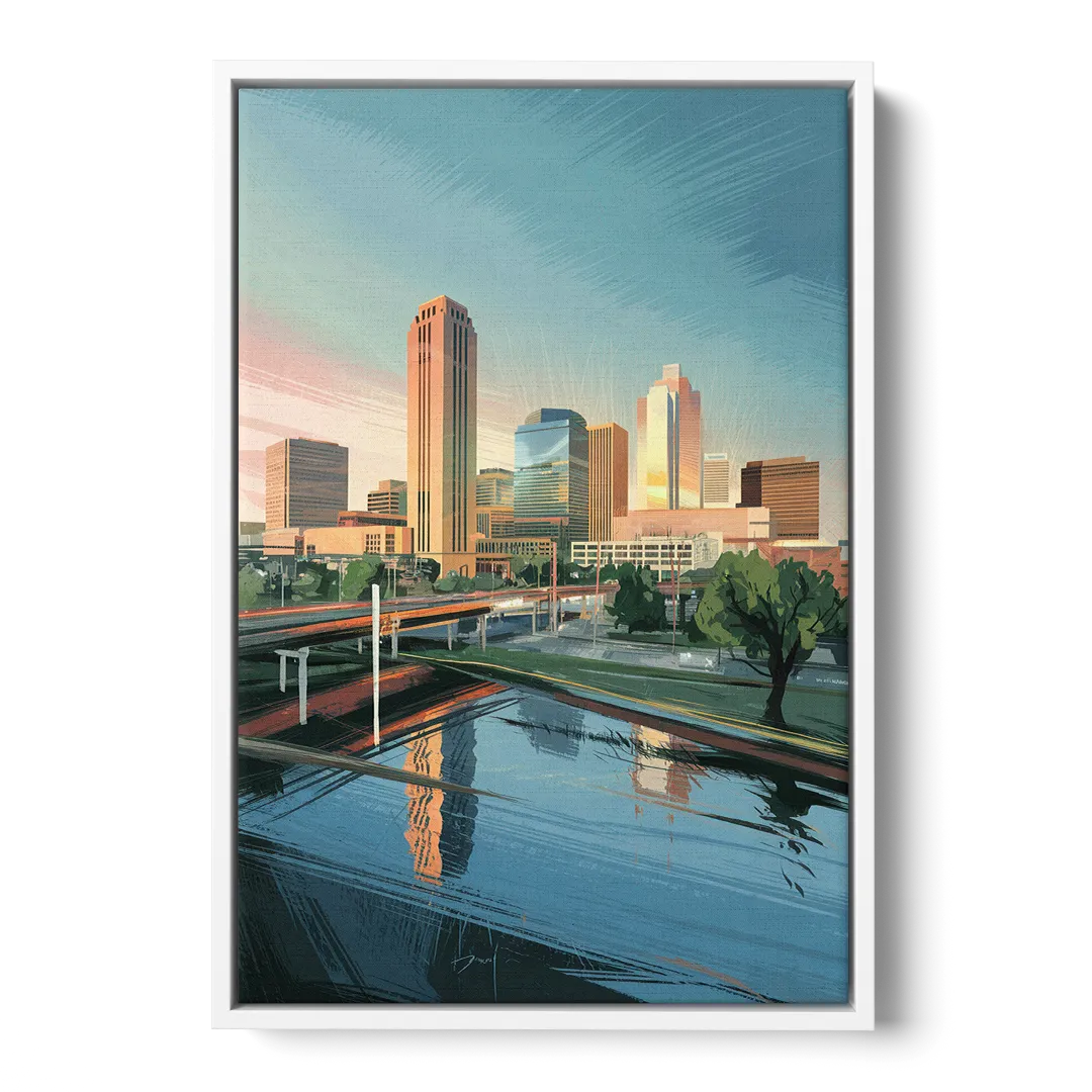 Oklahoma City Modern Architecture - White Frame Canvas