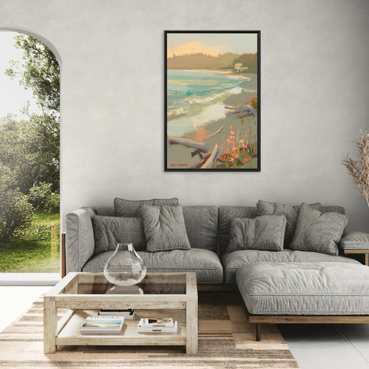 Bar Harbor Coastal Serenity - Living Room Black Frame Canvas
