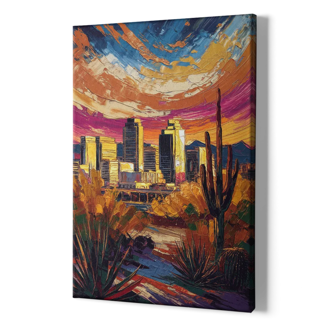 Phoenix Downtown Cityscape - Canvas Print Art Sides