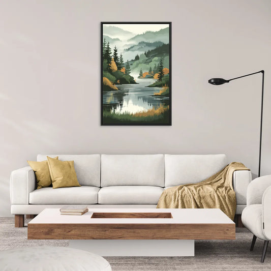 Ontario Lake Reflections - Living Room Black Frame Canvas