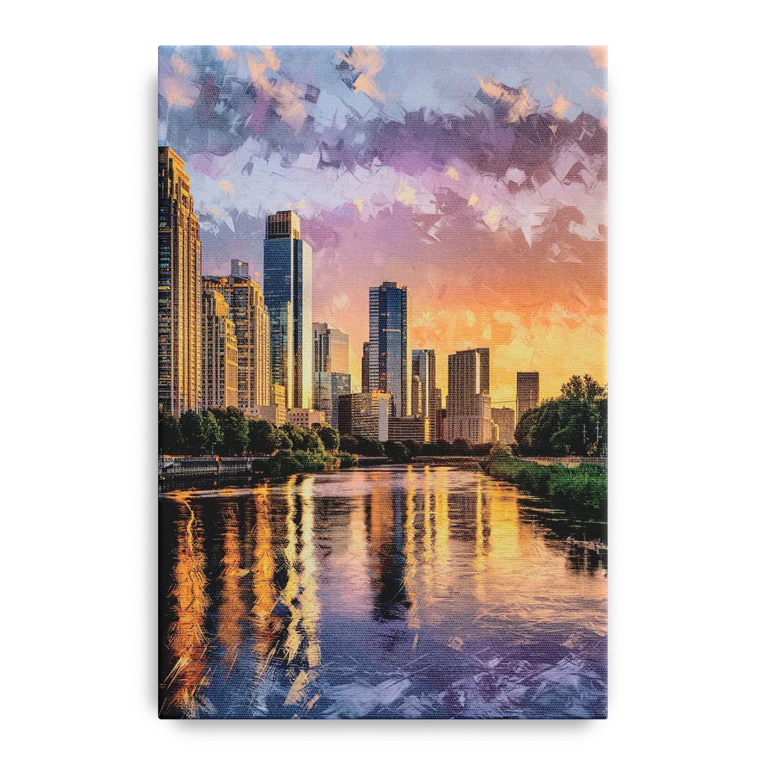 Riverside Modern Cityscape - Canvas Wall Art