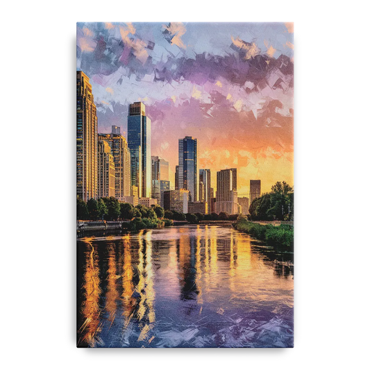 Riverside Modern Cityscape - Canvas Wall Art