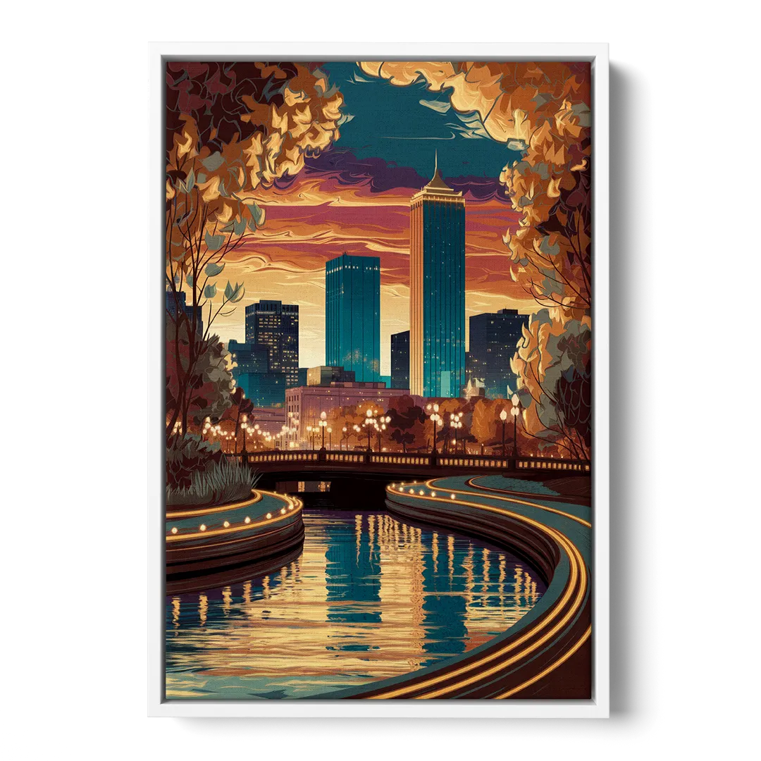 Oklahoma City Scenic Views - White Frame Canvas