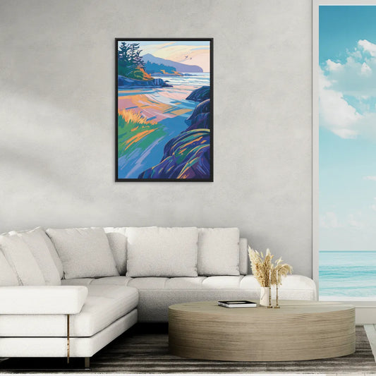 Tofino Coastline - Living Room Black Frame Canvas