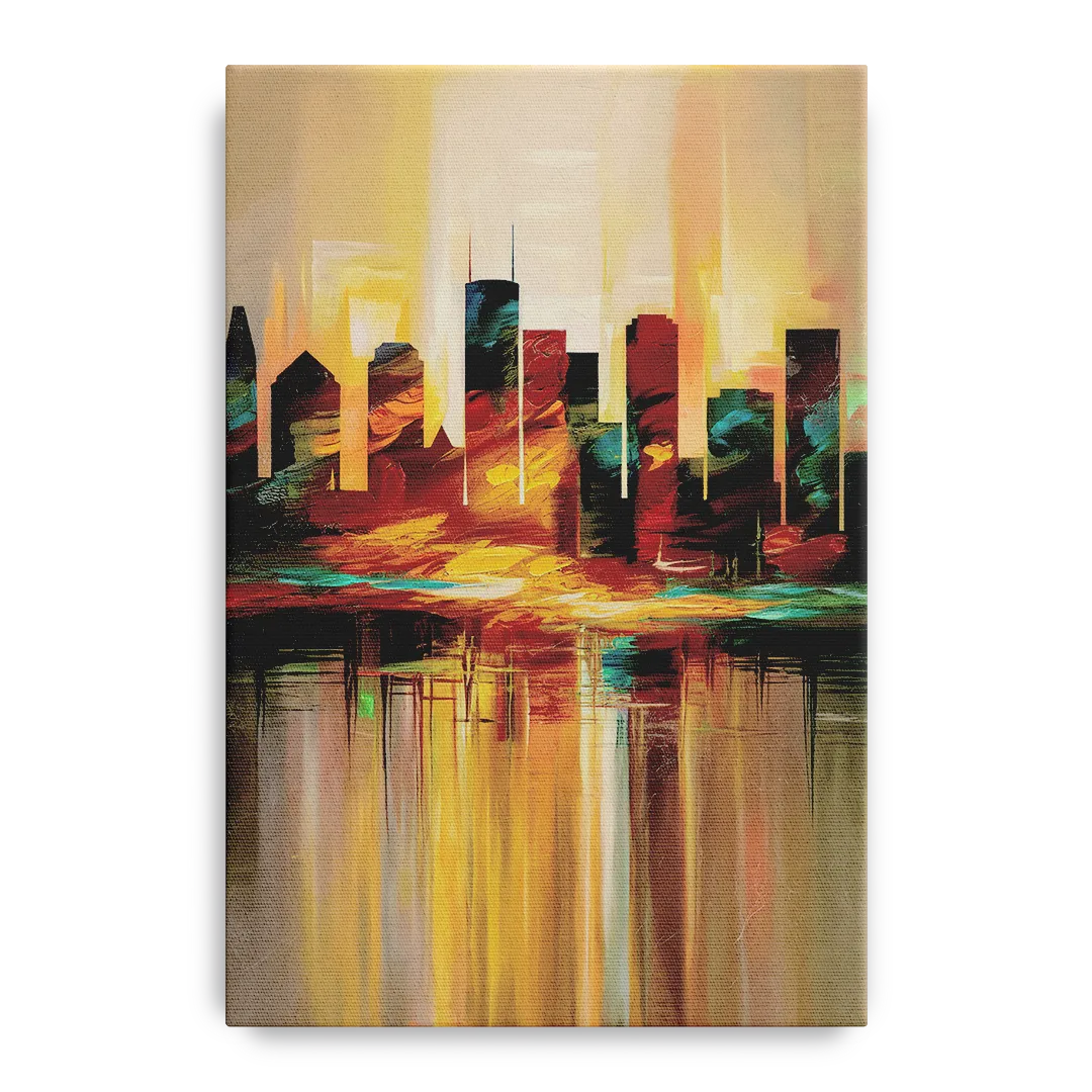 Houston Skyline Silhouette - Canvas Wall Art