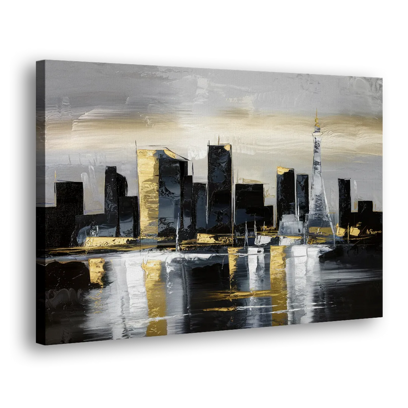 Las Vegas Black And White Skyline - Canvas Print Art Sides
