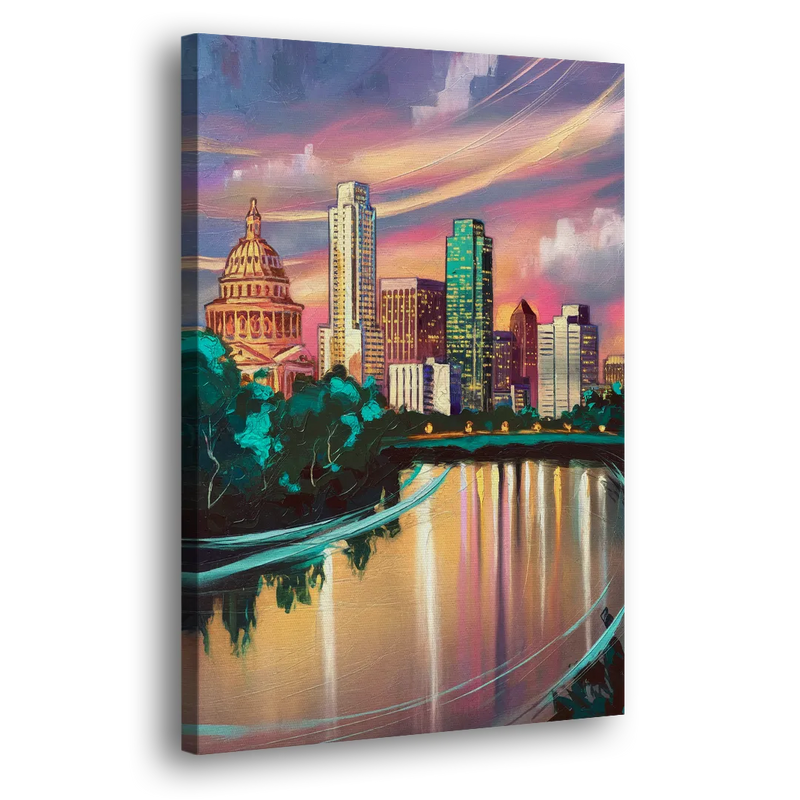 Austin Vibrant Skyline - Canvas Print Art Sides