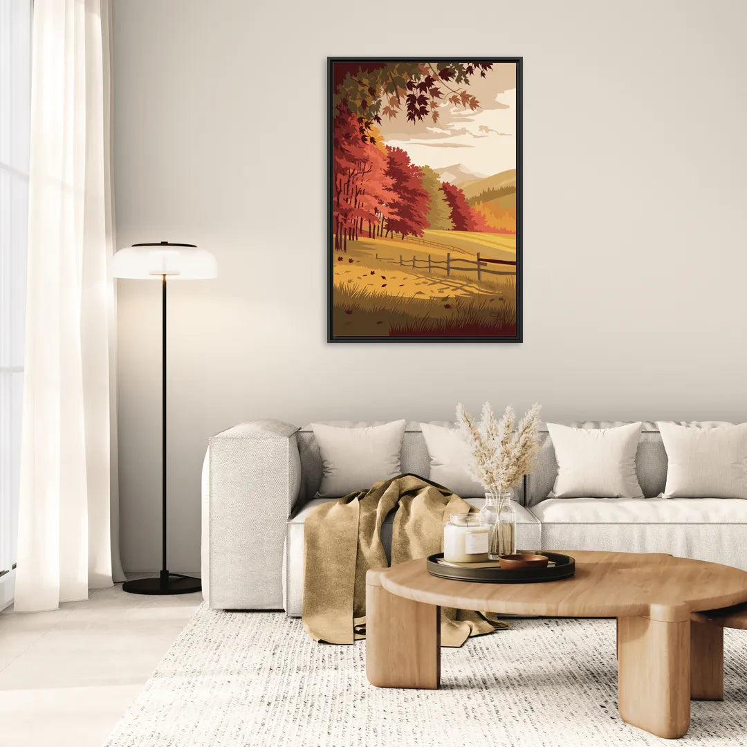 Burlington Fall Foliage - Living Room Black Frame Canvas