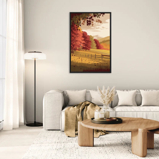 Burlington Fall Foliage - Living Room Black Frame Canvas