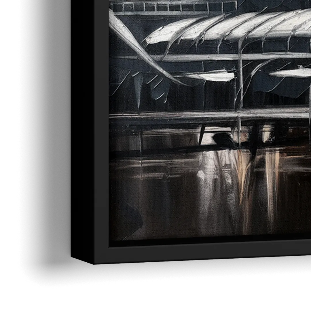 New Orleans Black and White Skyline - Close-Up Black Frame Canvas