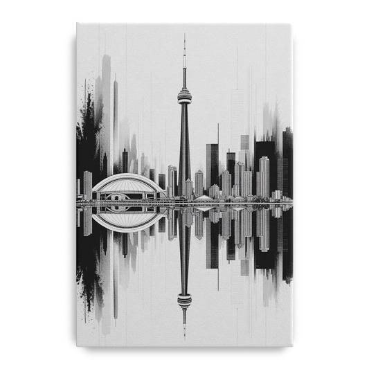 Toronto Skyline Black and White - Canvas Wall Art