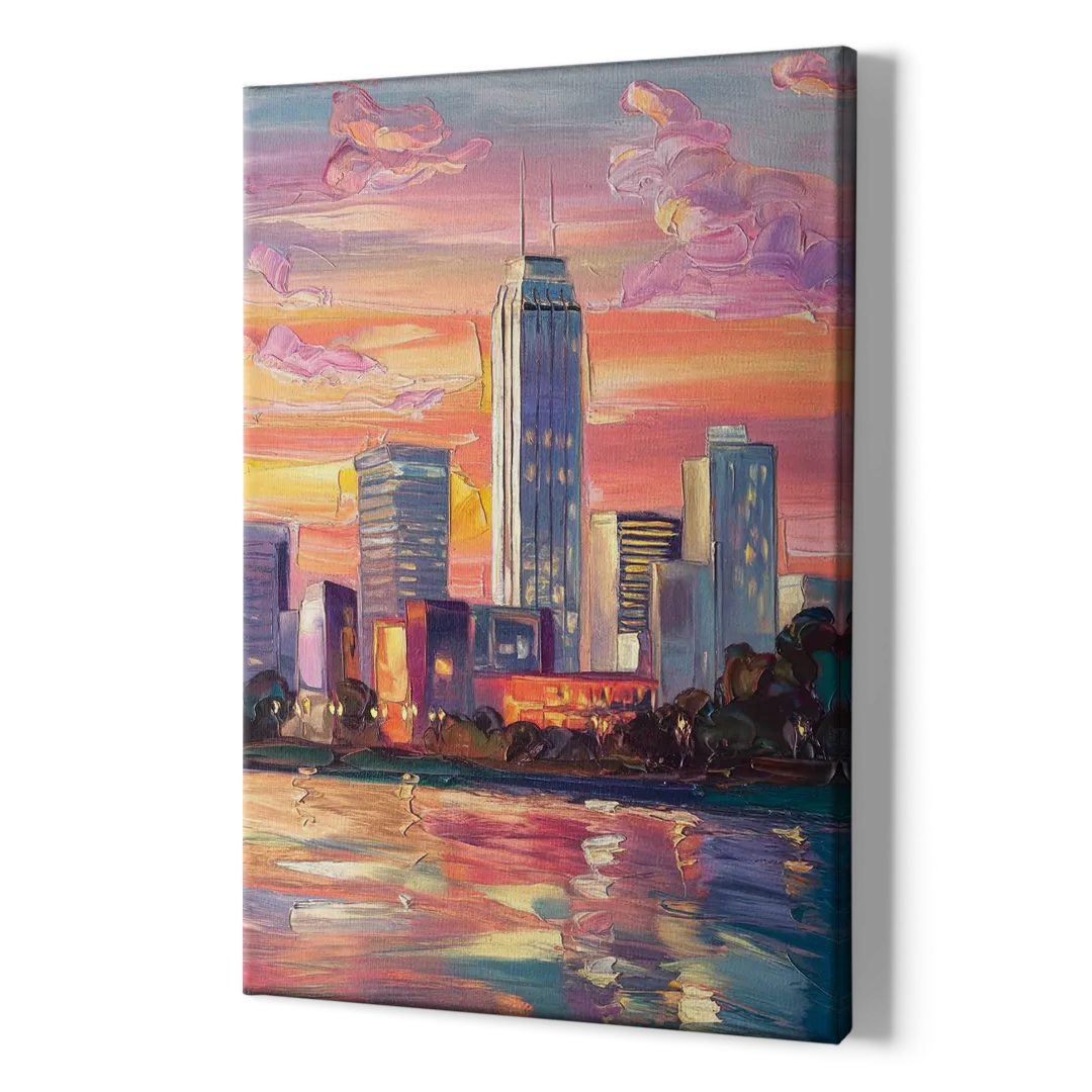 Oklahoma City Downtown Sunset - Canvas Print Art Sides