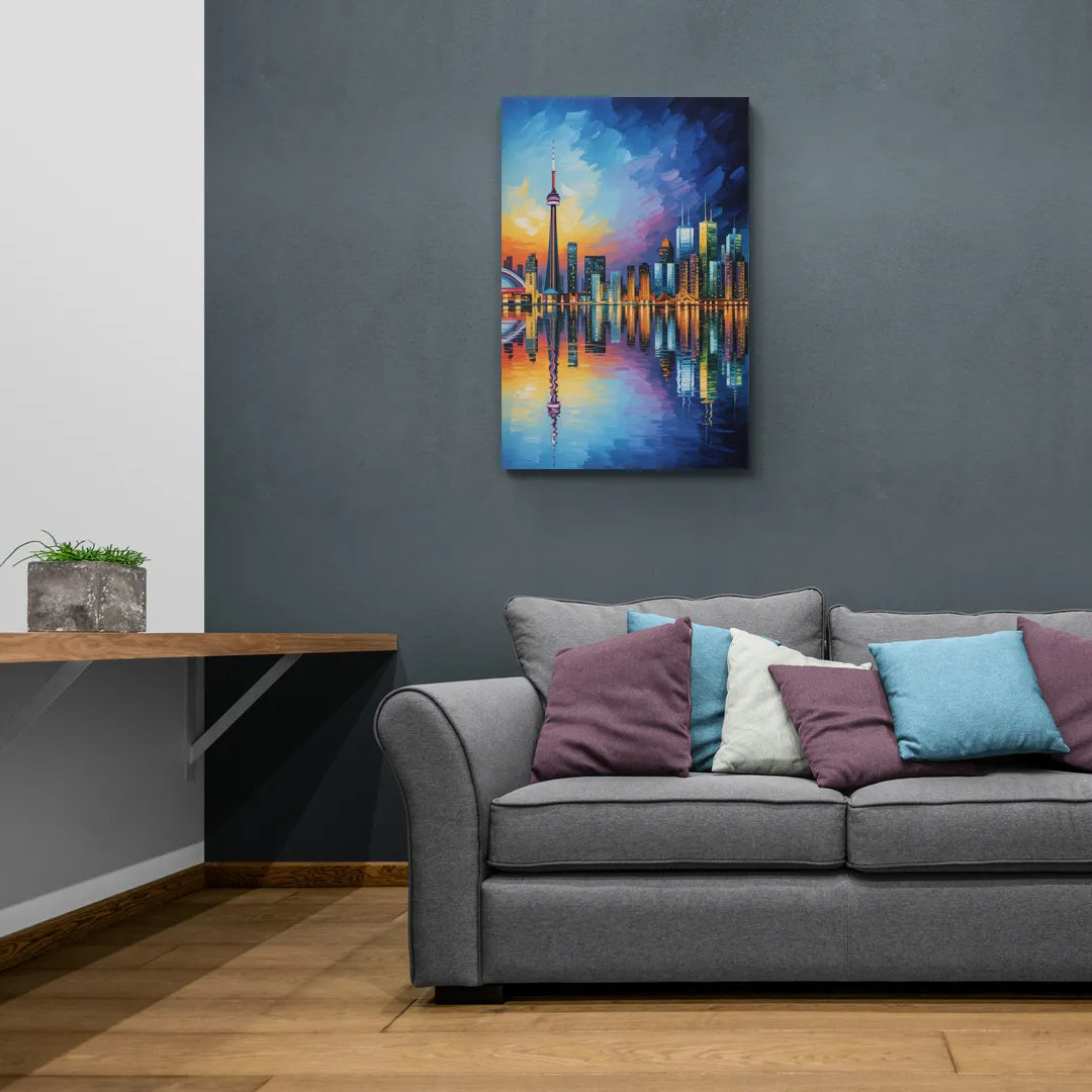 Toronto Downtown Nightscape - Canvas Wall Art Living Room