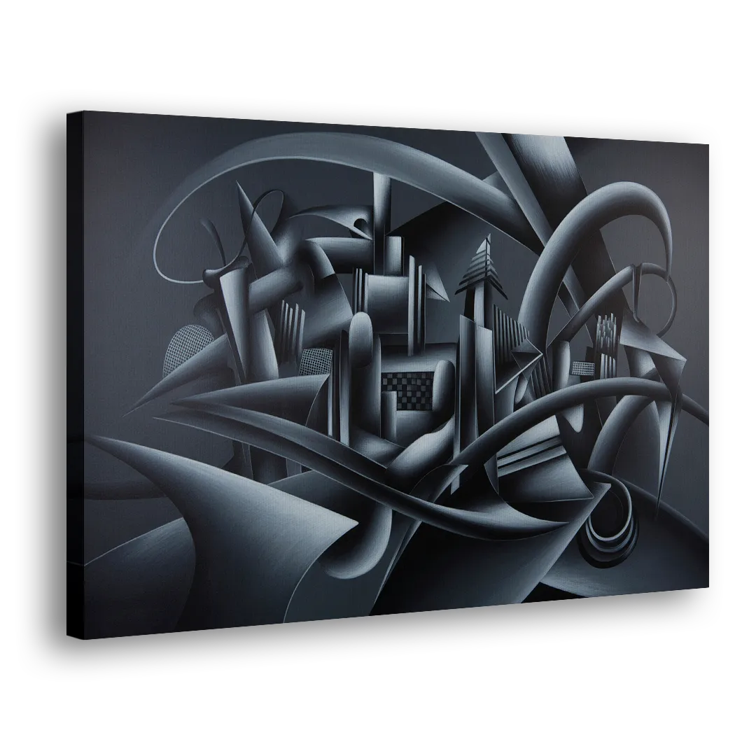 Mysterious Skyline Black Abstract - Canvas Print Art Sides