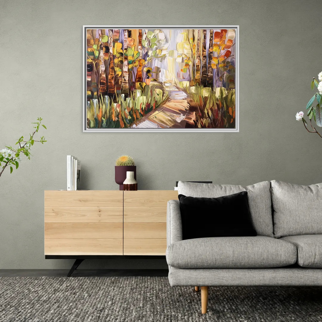 Grand Rapids Seasonal Foliage - Living Room White Frame Canvas