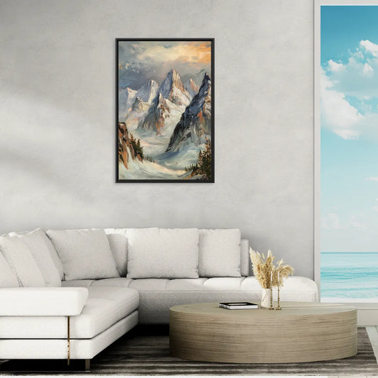 Anchorage Snowy Peaks - Living Room Black Frame Canvas