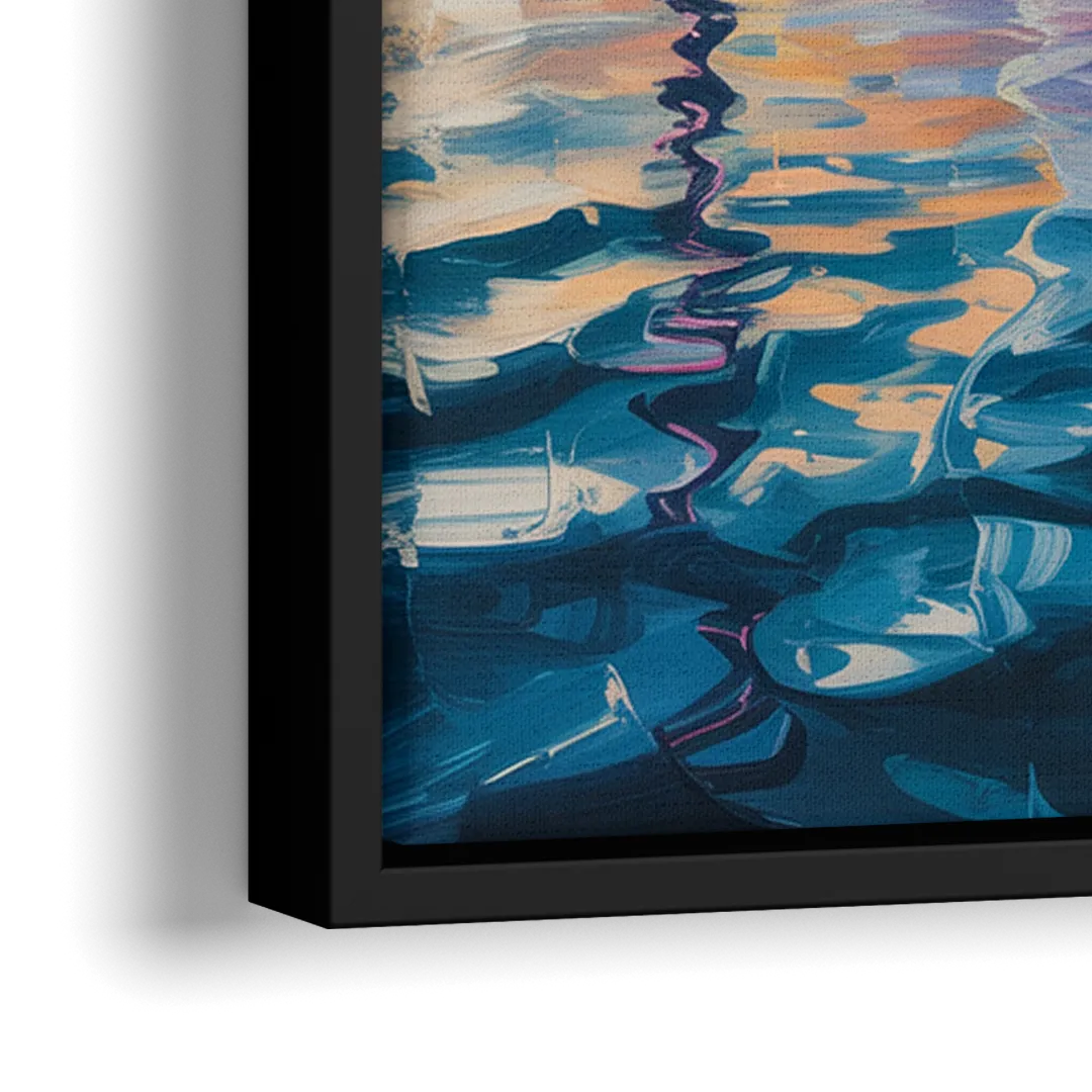 Toronto Skyline at Night Watercolor - Close-Up Black Frame Canvas