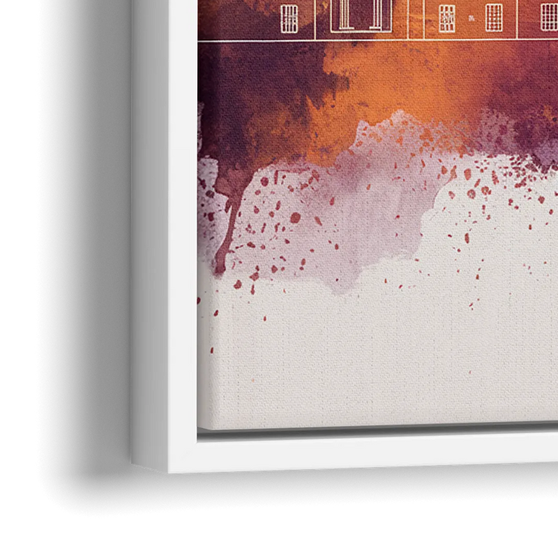 Louisville Sunset Over Skyline - Close-Up White Frame Canvas