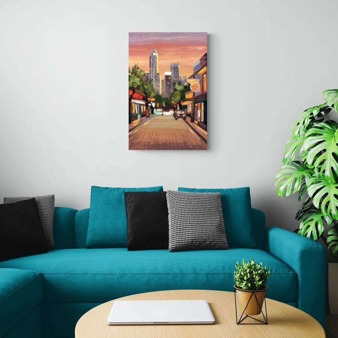 Austin South Congress Aesthetic - Canvas Wall Art Living Room
