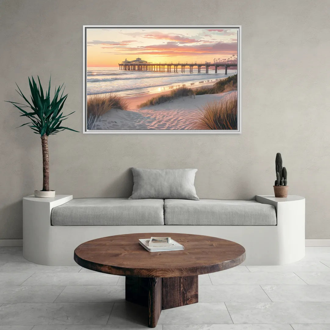 Huntington Beach Coastal Vibes - Living Room White Frame Canvas
