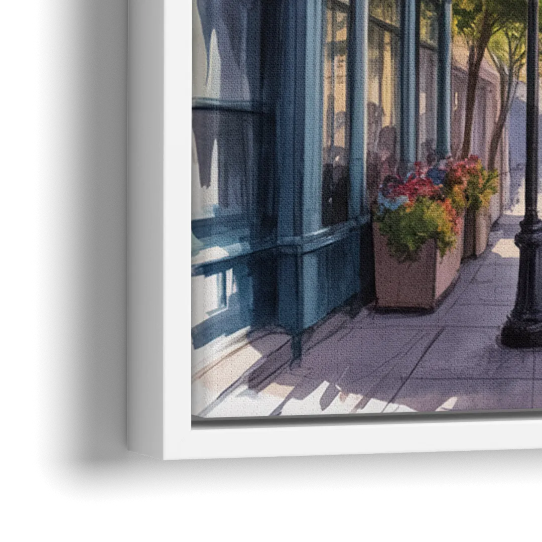 Quebec City Old Streets - Close-Up White Frame Canvas