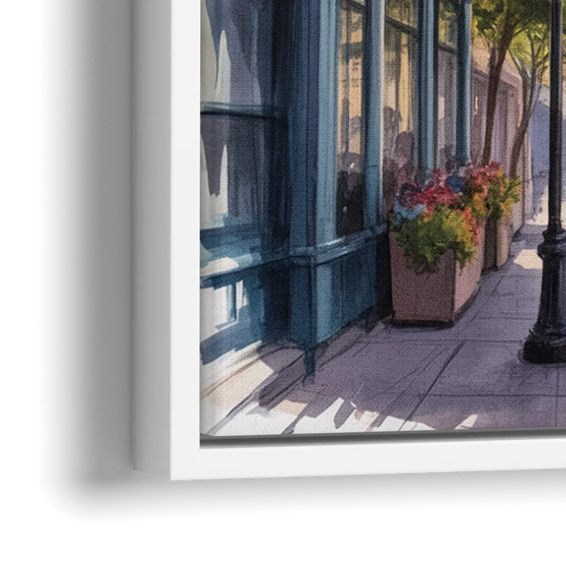 Quebec City Old Streets - Close-Up White Frame Canvas