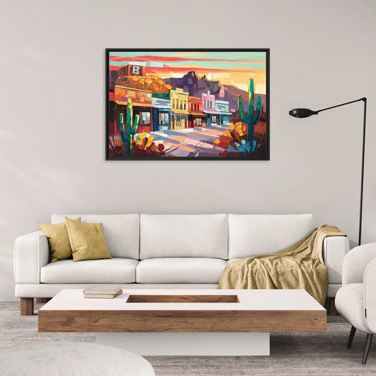 Bisbee Arizona Charm - Living Room Black Frame Canvas