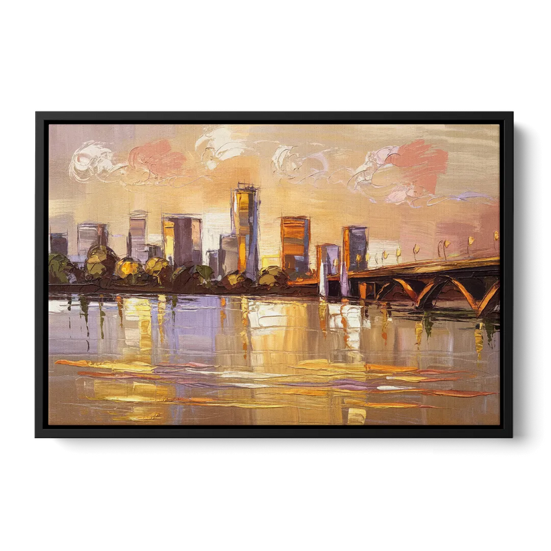 Baton Rouge Mississippi River View - Black Frame Canvas
