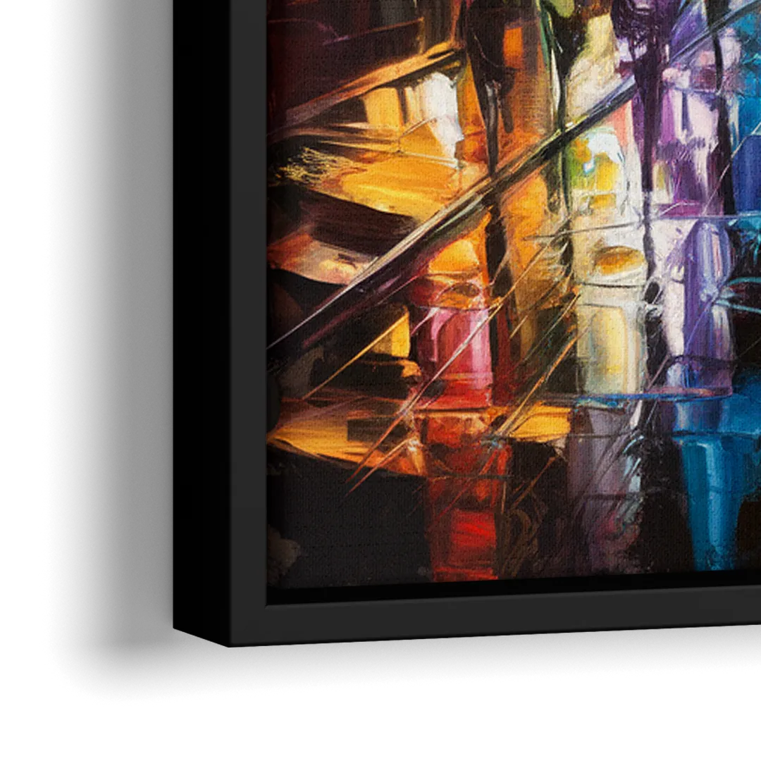 Joseph Vibrant Streets - Close-Up Black Frame Canvas
