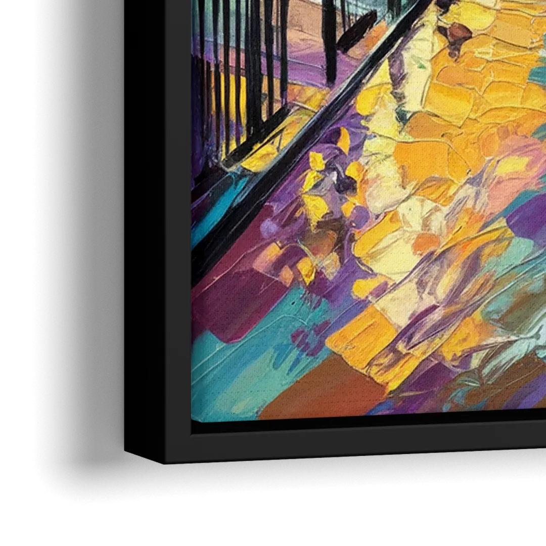 New Orleans French Quarter Lights - Close-Up Black Frame Canvas