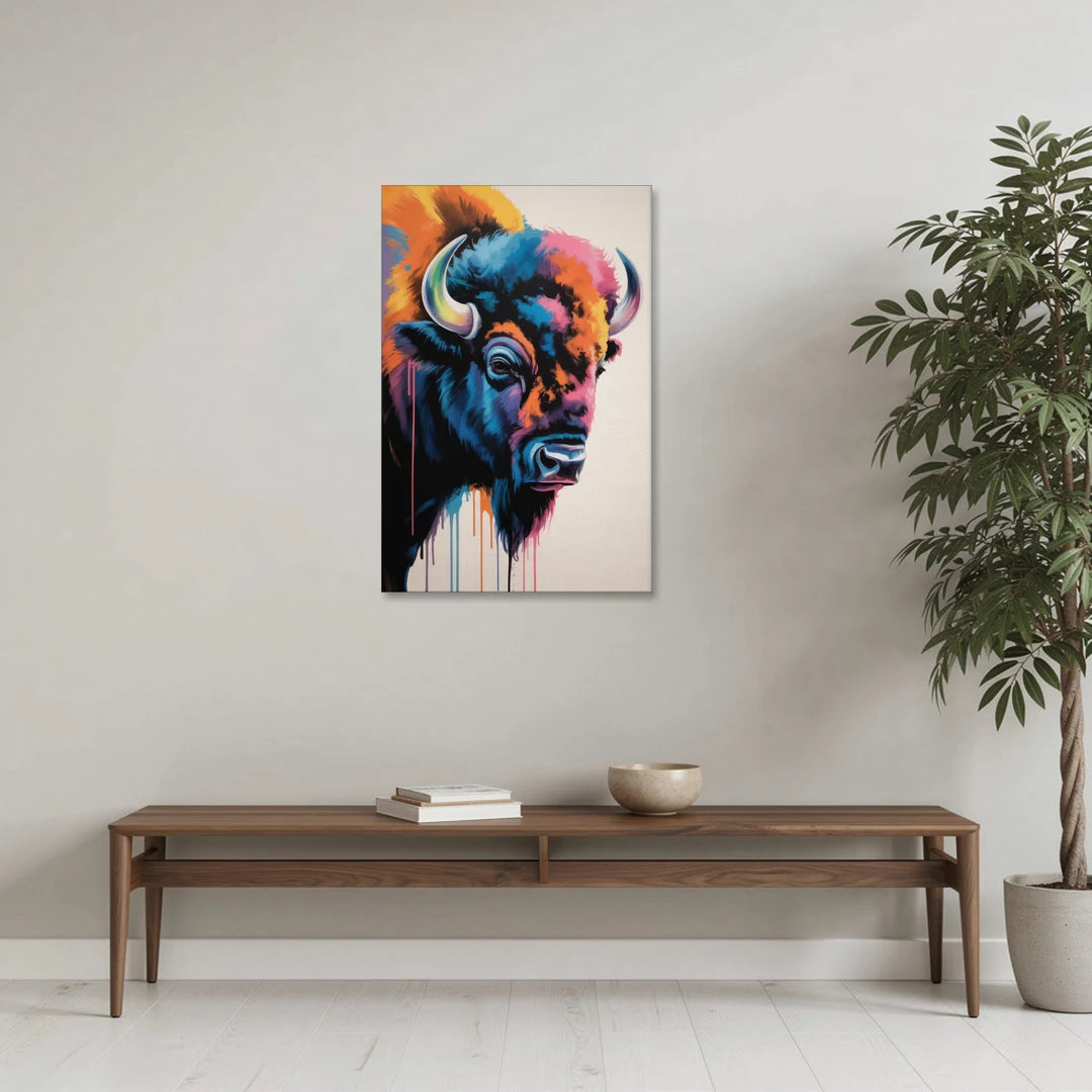 Abstract Buffalo Art Piece - Canvas Wall Art - Coffee Table - 24x36