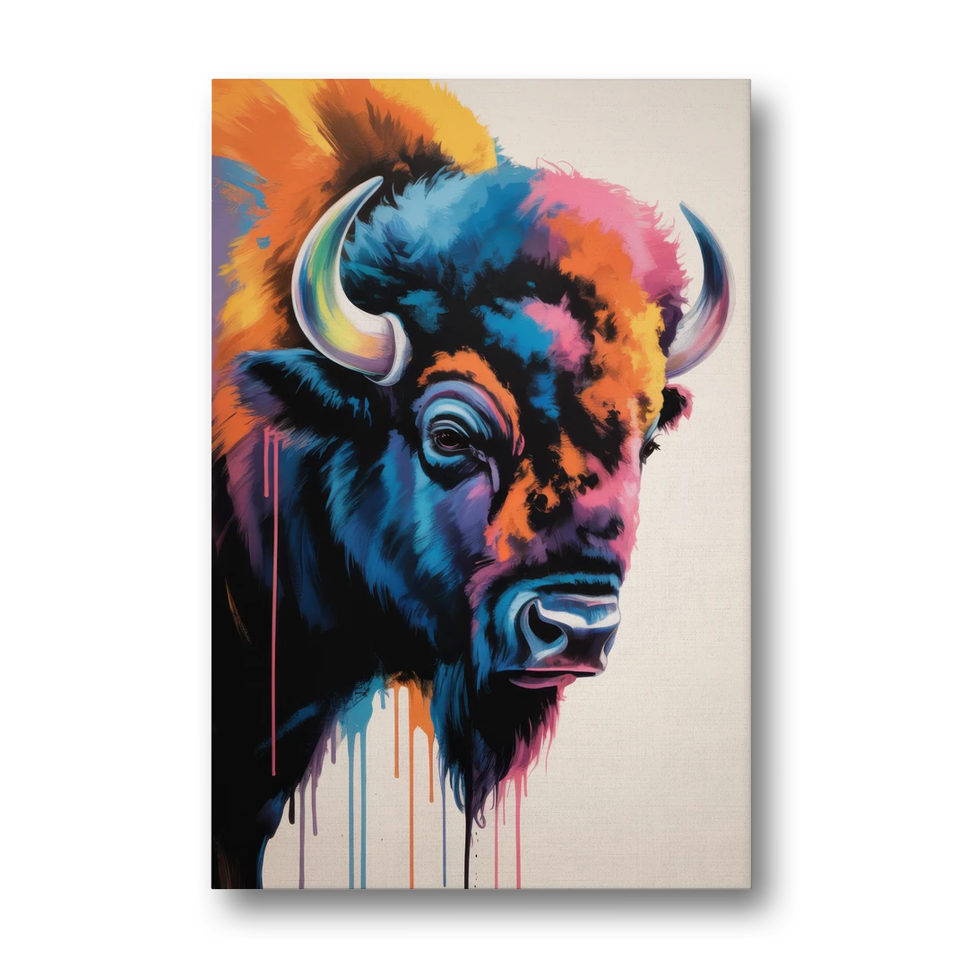 Abstract Buffalo Art Piece - Canvas Wall Art - Front