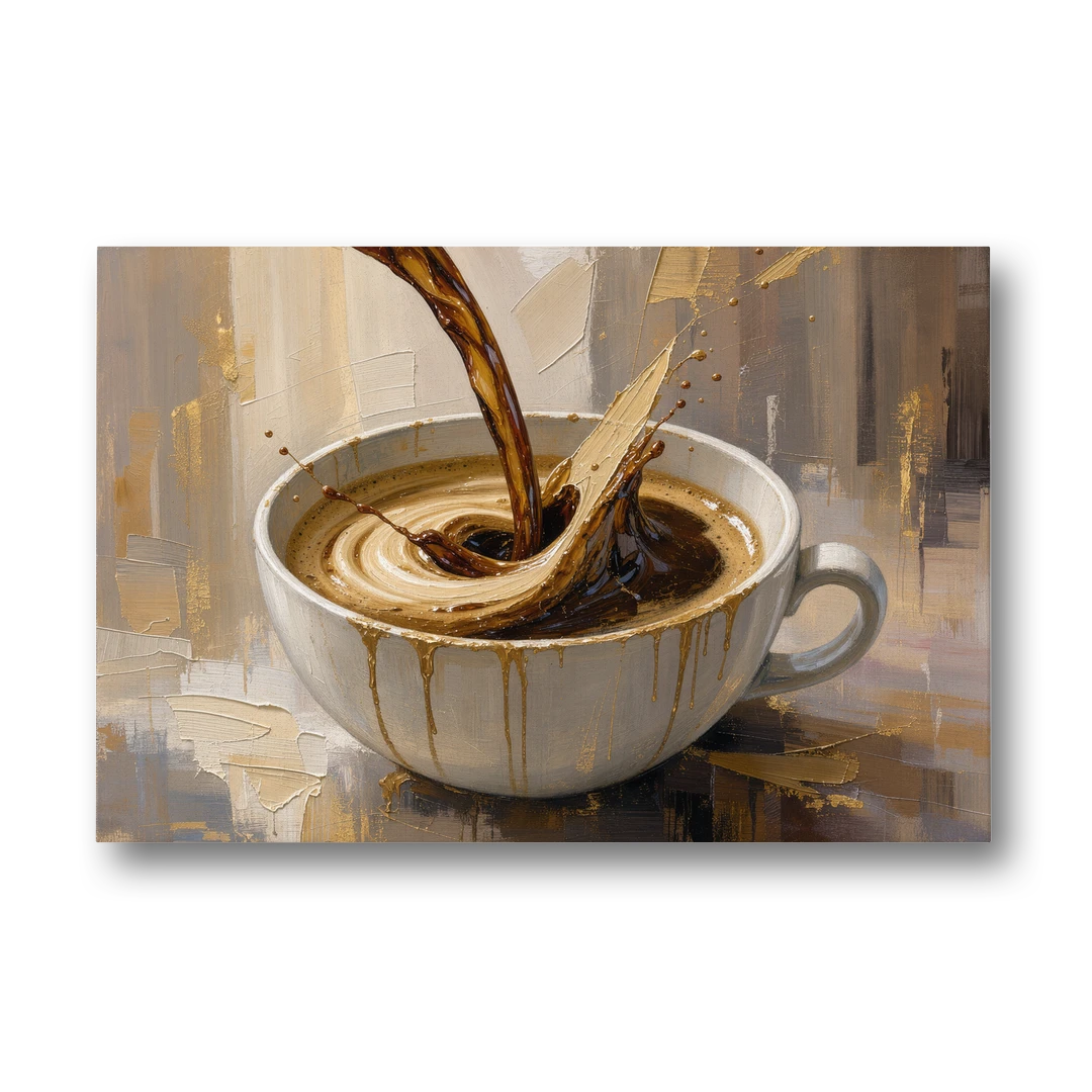 Abstract Coffee Art Pour and Swirl - Canvas Wall Art - Front