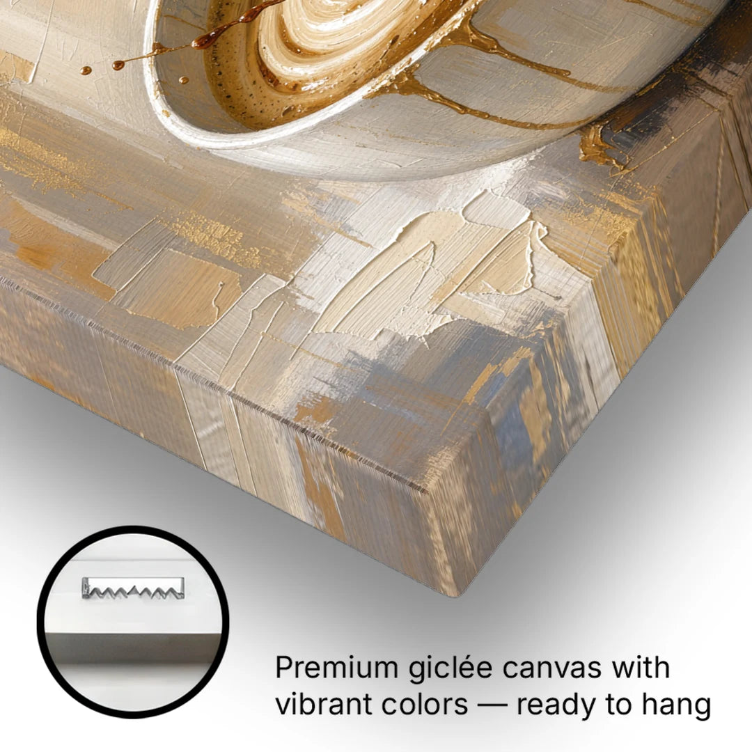 Abstract Coffee Art Pour and Swirl - Canvas Wall Art - Gallery Wrap Corner