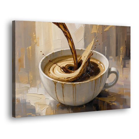 Abstract Coffee Art Pour and Swirl for the Kitchen - Canvas Wall Art