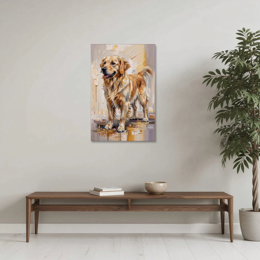 Abstract Golden Retriever in Gold Leaf - Canvas Wall Art - Coffee Table - 24x36