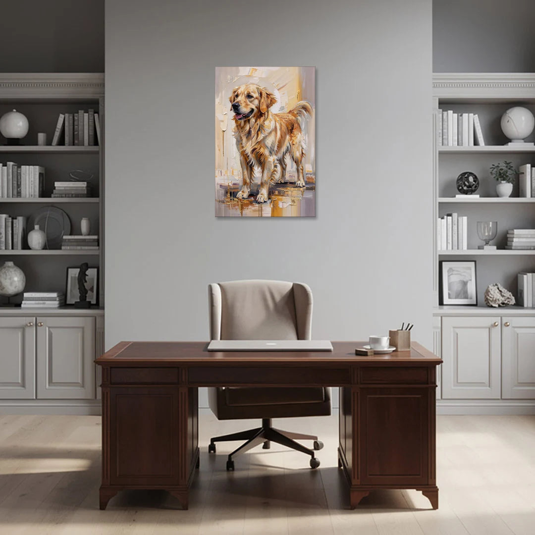 Abstract Golden Retriever in Gold Leaf - Canvas Wall Art - Office - 24x36