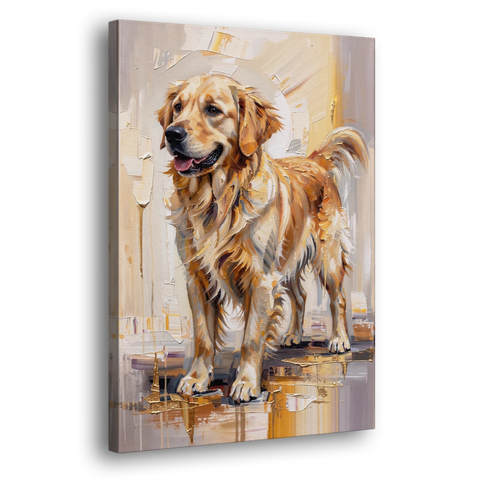 Abstract Golden Retriever in Gold Leaf - Canvas Wall Art