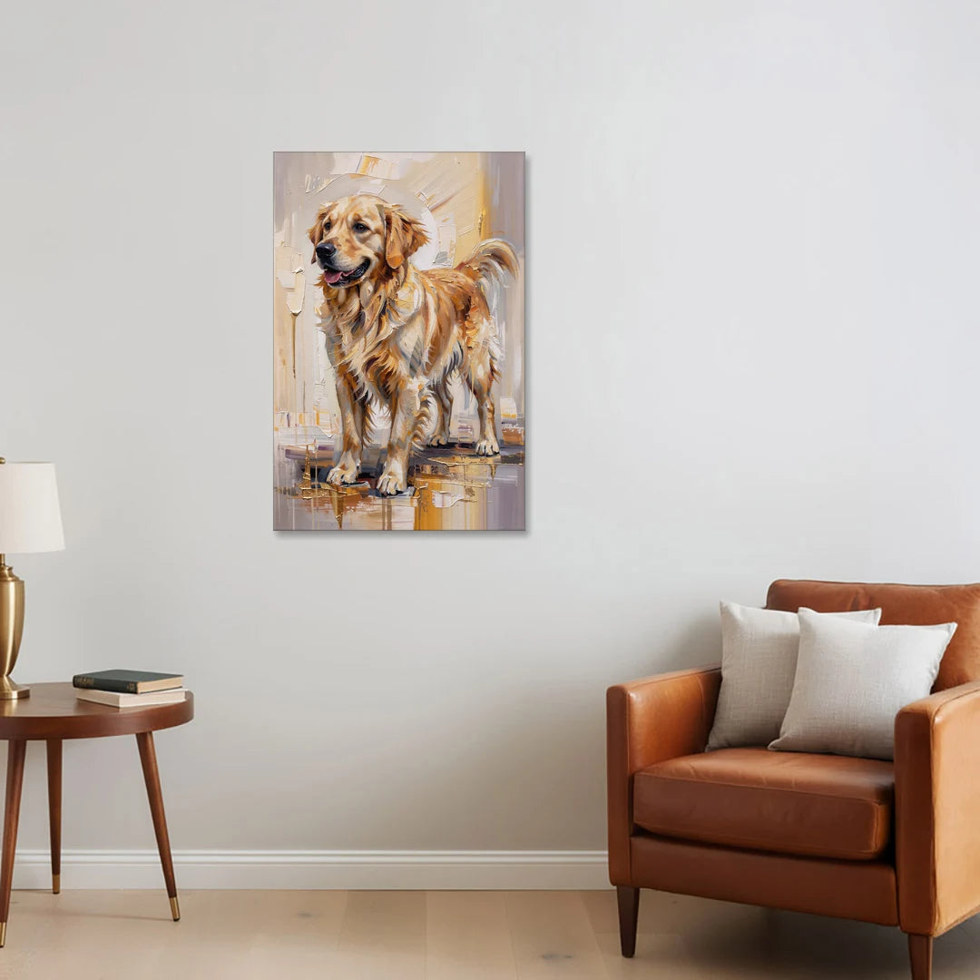 Abstract Golden Retriever in Gold Leaf - Canvas Wall Art - Sofa - 24x36