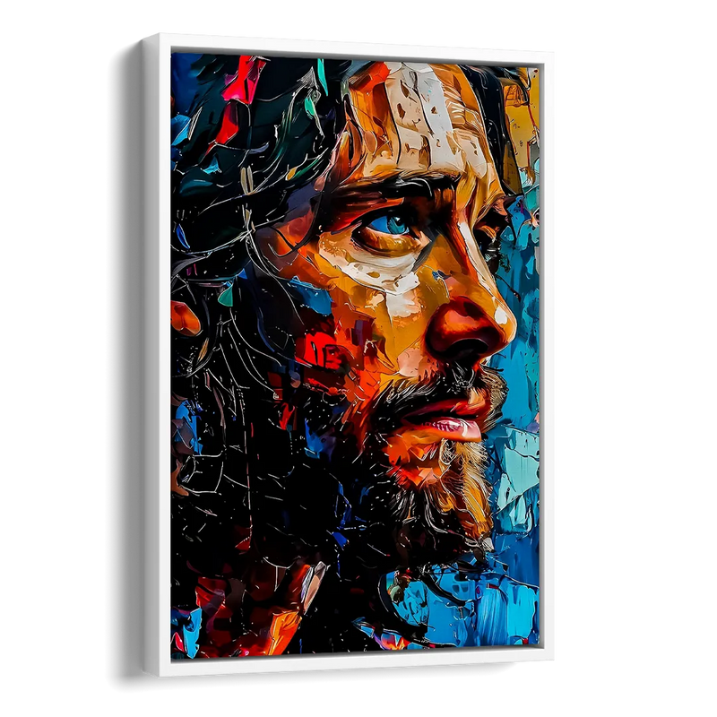 Abstract Jesus Portrait Side - White Canvas Wall Art