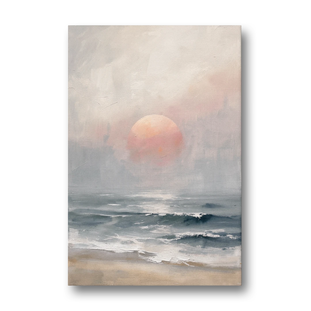 Abstract Pink Sun Through Sea Mist for the Bedroom - Canvas Wall Art - Front