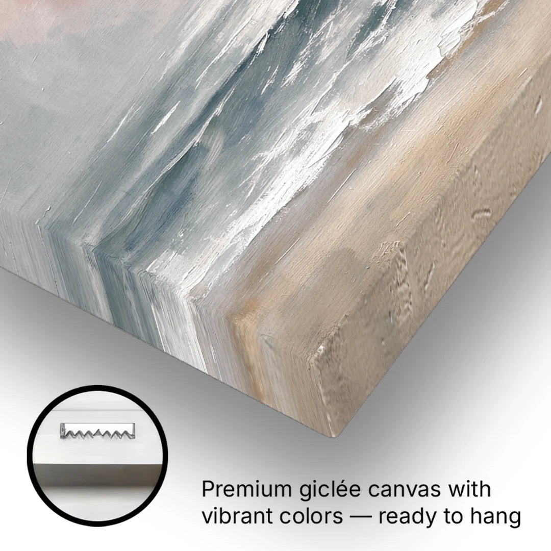 Abstract Pink Sun Through Sea Mist for the Bedroom - Canvas Wall Art - Gallery Wrap Corner