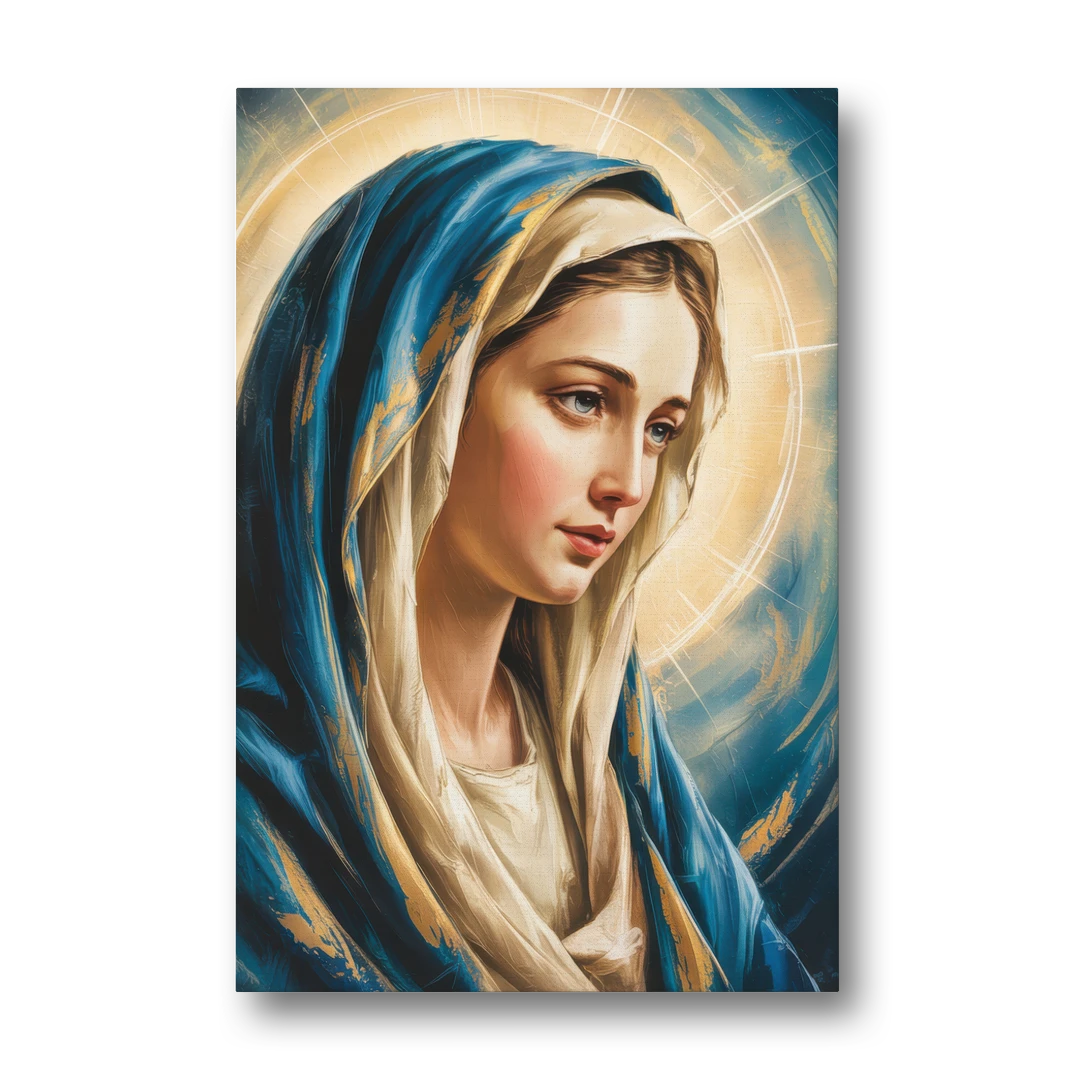 Abstract Virgin Mary Portrait - Canvas Wall Art - Front