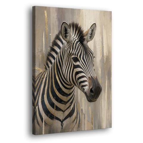 Abstract Zebra with Gold Knife Strokes for the Living Room - Canvas Wall Art