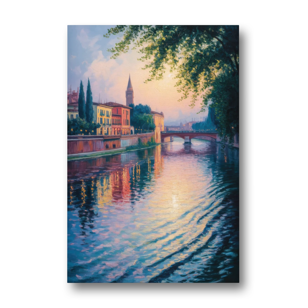Adige River Reflections - Canvas Wall Art - Front