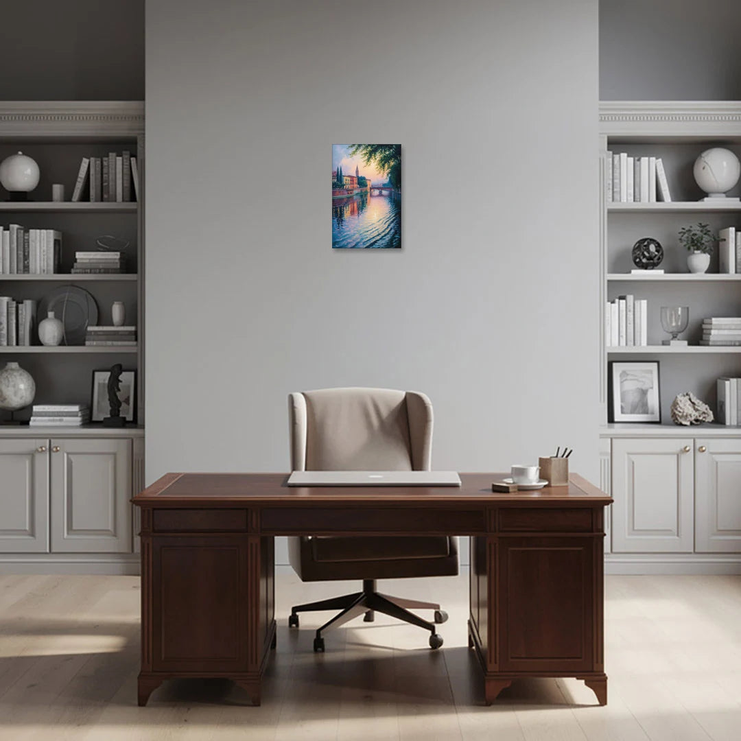 Adige River Reflections - Canvas Wall Art - Office - 12x18