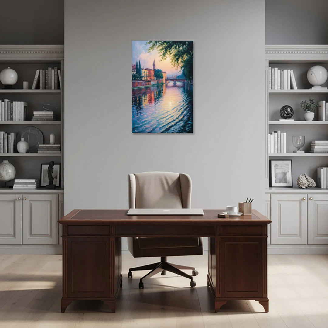 Adige River Reflections - Canvas Wall Art - Office - 24x36